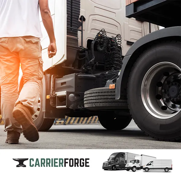 Owner Operator standing proudly next to tractor unit